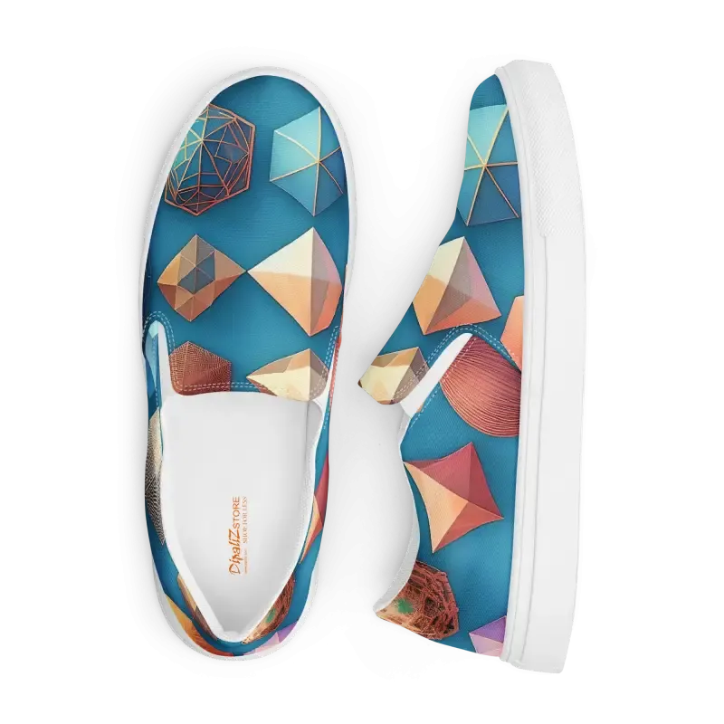 Canvas Slip Ons with Bold Abstract Art Vibes
