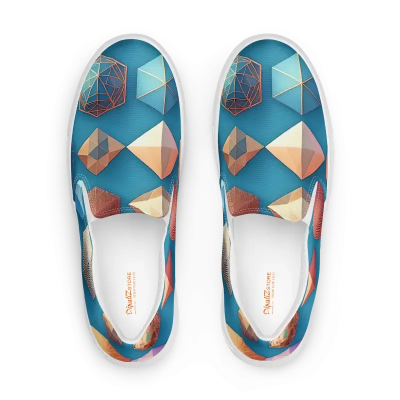 Canvas Slip Ons with Bold Abstract Art Vibes