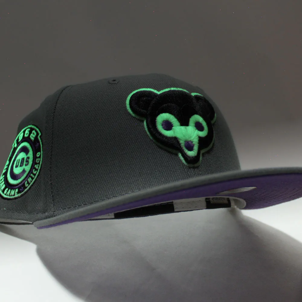Chicago Cubs 1962 All Star Game New Era 59Fifty Fitted Hat (Glow in the Dark Gray Light Purple Under Brim)