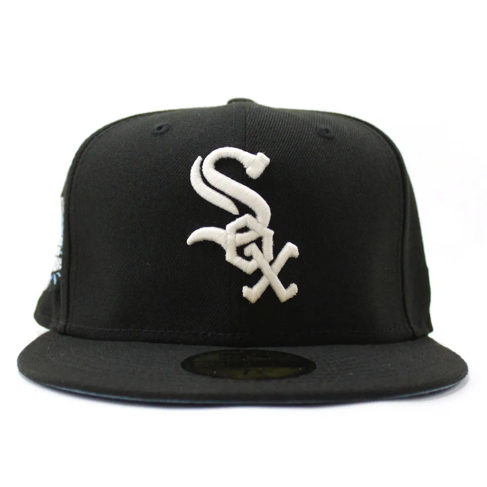 Chicago White Sox 2005 World Series Champions New Era Fitted 59Fifty Hat (Glow in the Dark Black Sky Blue Under Brim)