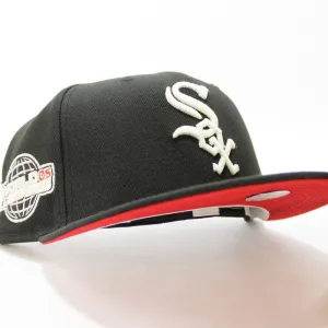 Chicago White Sox 2005 World Series New Era Fitted 59Fifty Hat (Glow in the Dark Black Red Under Brim)