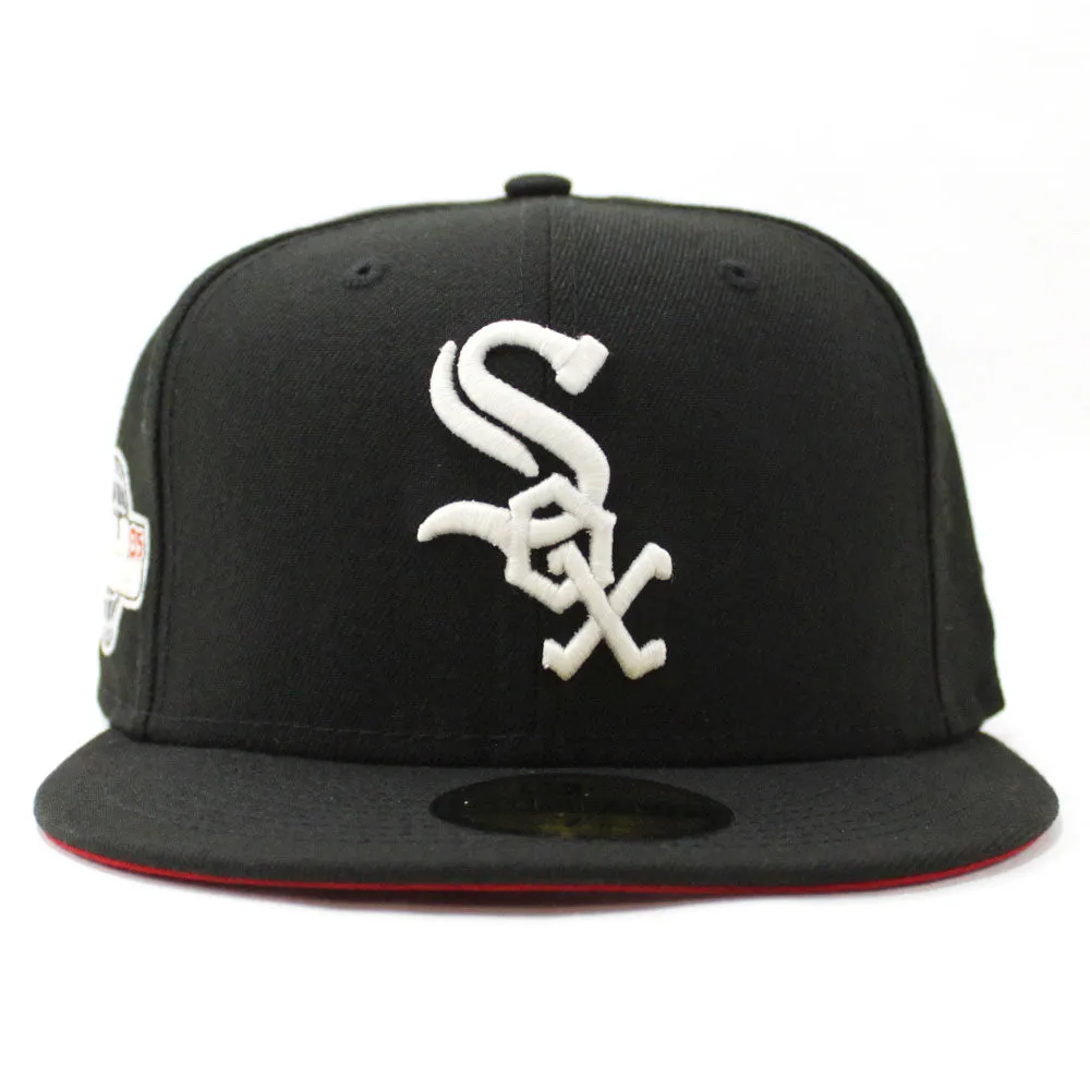 Chicago White Sox 2005 World Series New Era Fitted 59Fifty Hat (Glow in the Dark Black Red Under Brim)
