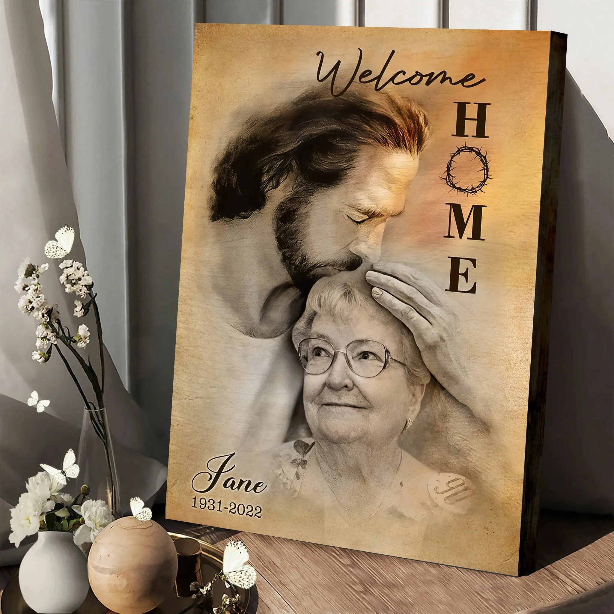 Christianartbag Home Decor, Personalized Memorial Canvas For Mom, Safe In The Arms Of Jesus, Memorial Canvas, CABCV01271223.