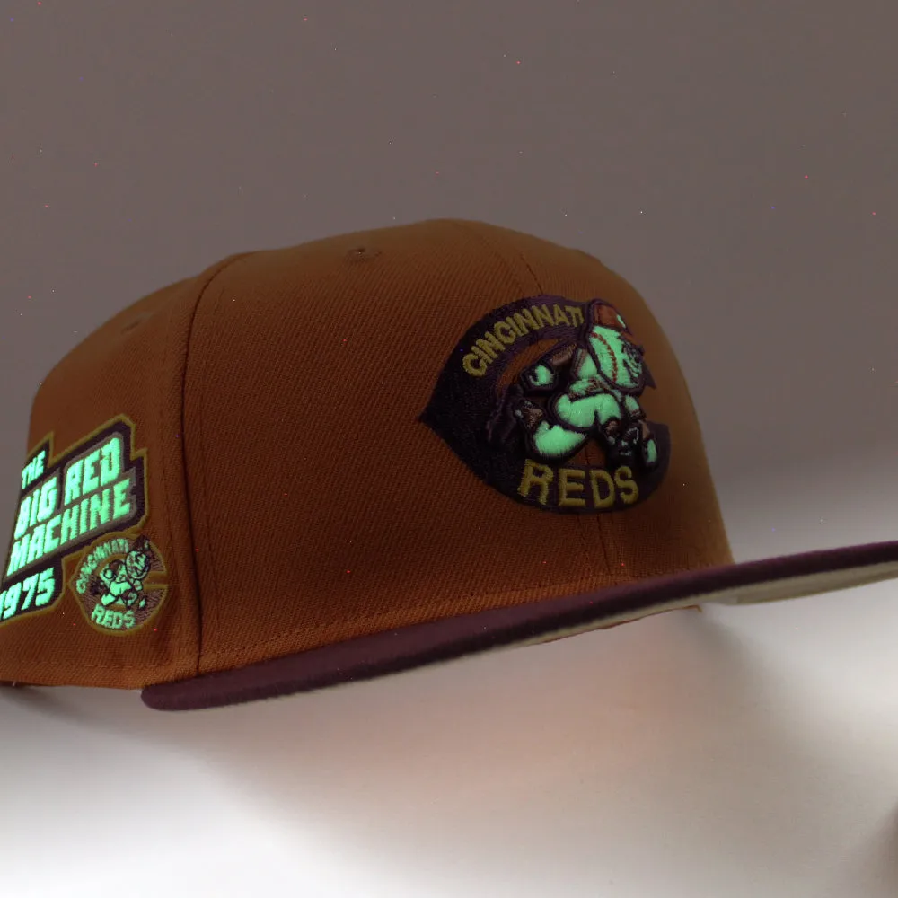 Cincinnati Reds 1975 BRM New Era 59Fifty Fitted Hat (GITD Rust Orange Maroon Camel Under Brim)