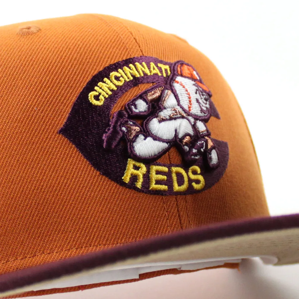 Cincinnati Reds 1975 BRM New Era 59Fifty Fitted Hat (GITD Rust Orange Maroon Camel Under Brim)