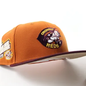 Cincinnati Reds 1975 BRM New Era 59Fifty Fitted Hat (GITD Rust Orange Maroon Camel Under Brim)