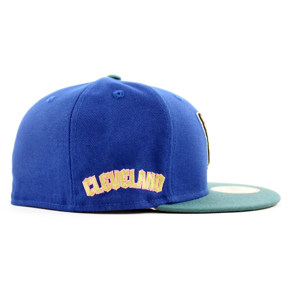 Cleveland Guardians CLEGUA CLEVELAND New Era 59Fifty Fitted Hat (GITD SONGBIRD BLUE PINE NEEDLE GREEN NEW OLIVE Under Brim