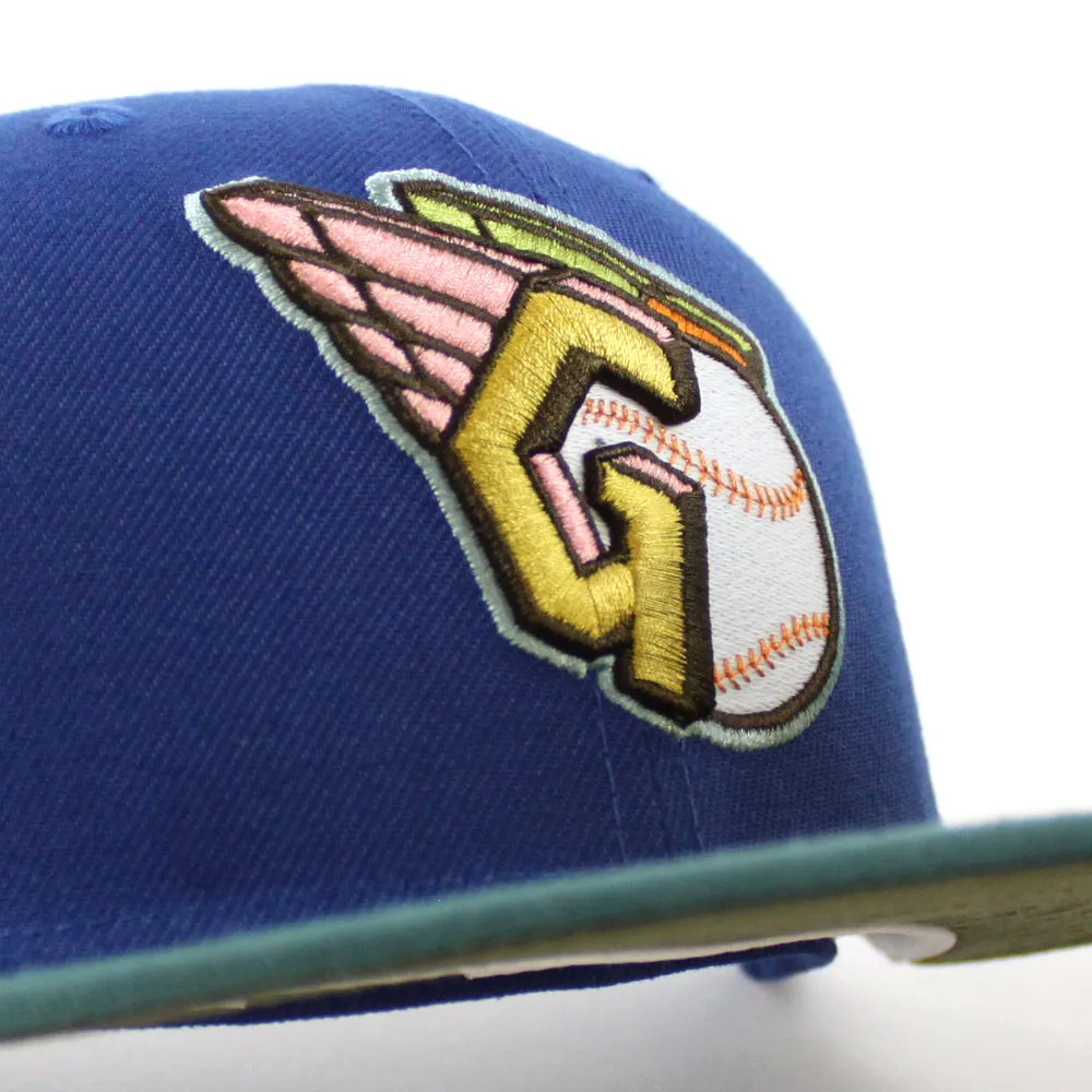 Cleveland Guardians CLEGUA CLEVELAND New Era 59Fifty Fitted Hat (GITD SONGBIRD BLUE PINE NEEDLE GREEN NEW OLIVE Under Brim