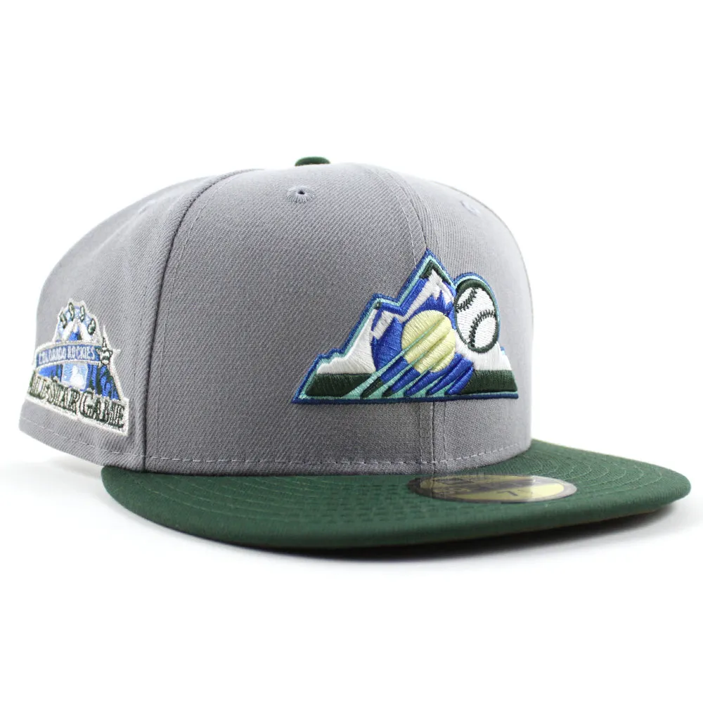 Colorado Rockies 1998 All Star Game Era 59Fifty Fitted Hat (GITD Gray Dark Green Olive Under Brim)