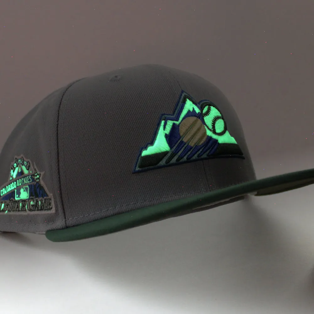 Colorado Rockies 1998 All Star Game Era 59Fifty Fitted Hat (GITD Gray Dark Green Olive Under Brim)