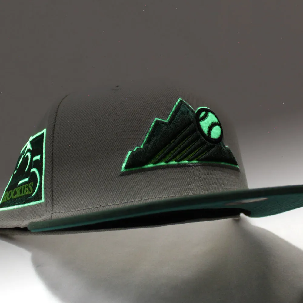 Colorado Rockies 25th Anniversary New Era 59Fifty Fitted Hat (GITD Stone Pine Green Teal Under Brim)