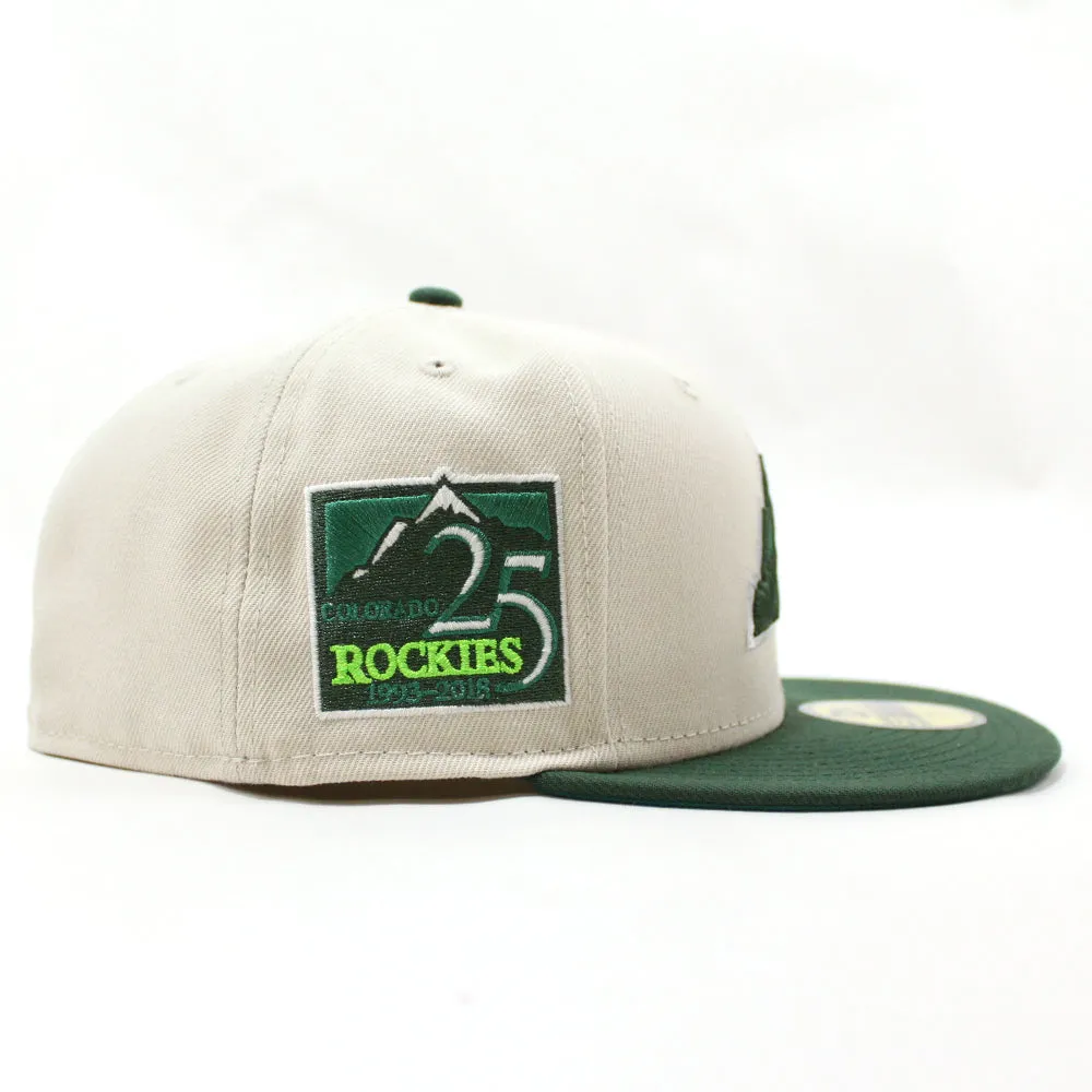 Colorado Rockies 25th Anniversary New Era 59Fifty Fitted Hat (GITD Stone Pine Green Teal Under Brim)