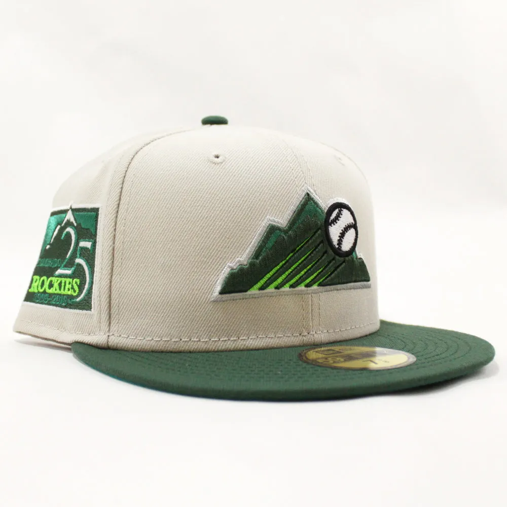 Colorado Rockies 25th Anniversary New Era 59Fifty Fitted Hat (GITD Stone Pine Green Teal Under Brim)