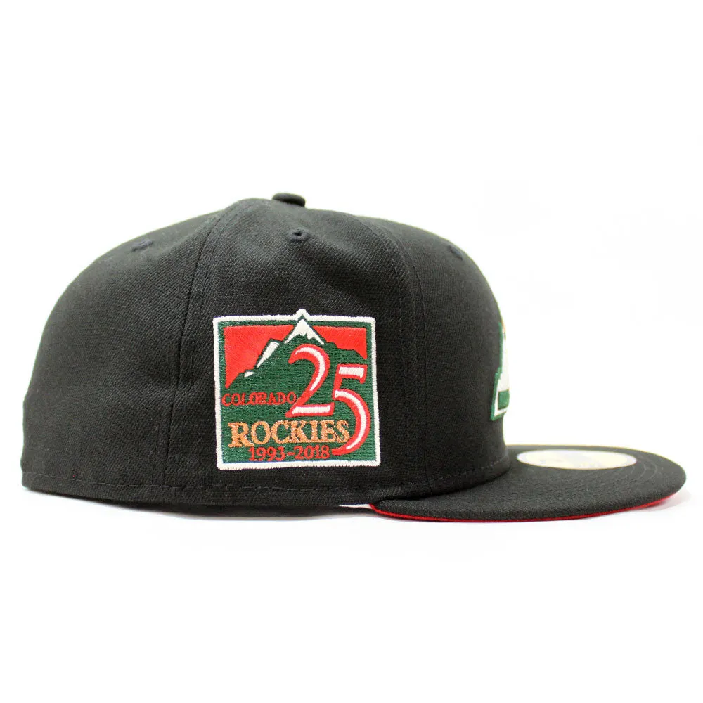 Colorado Rockies 25th Anniversary New Era 59Fifty Fitted Hat (Glow in the Dark Black Green Copper Yellow Red Under Brim)