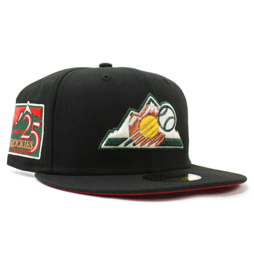 Colorado Rockies 25th Anniversary New Era 59Fifty Fitted Hat (Glow in the Dark Black Green Copper Yellow Red Under Brim)