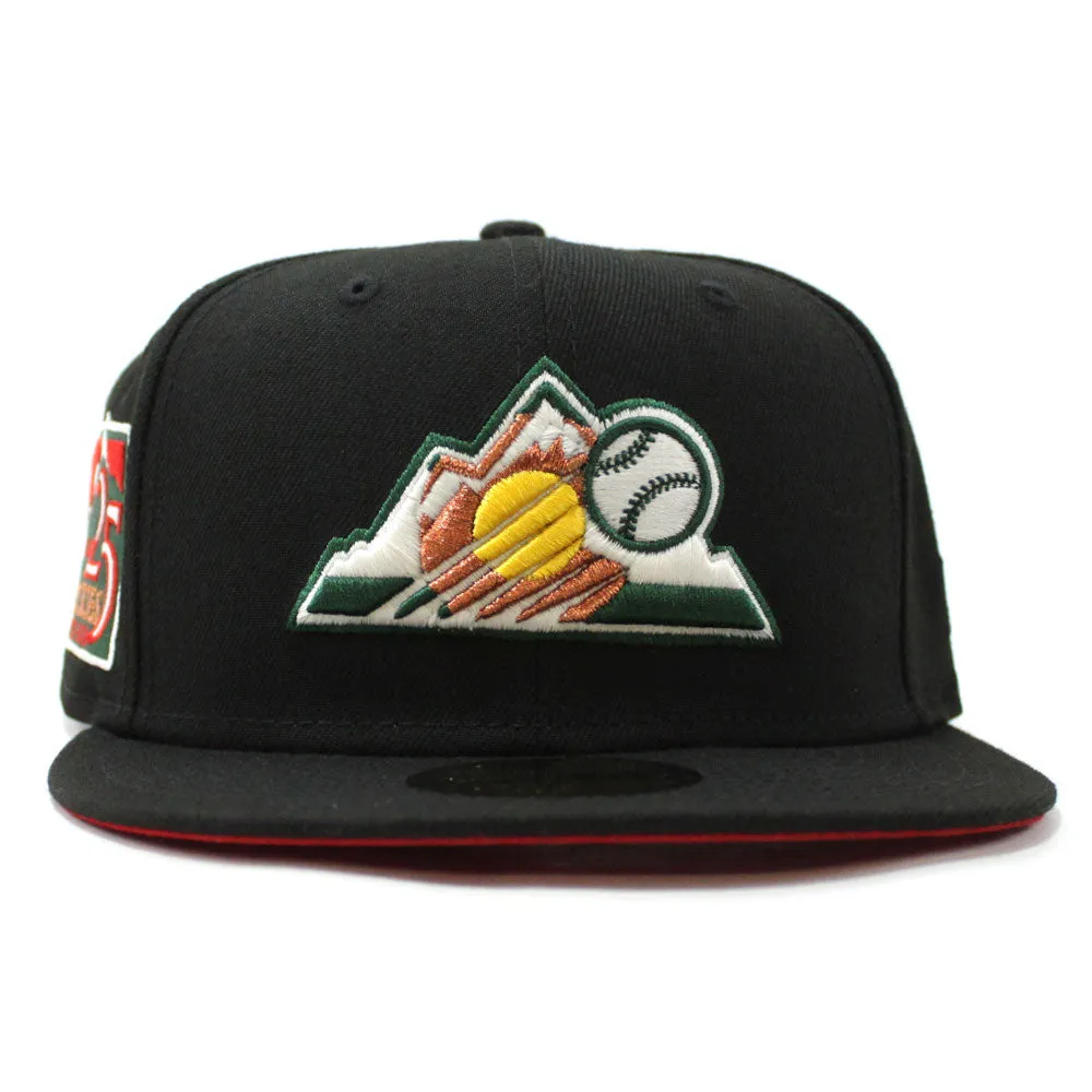 Colorado Rockies 25th Anniversary New Era 59Fifty Fitted Hat (Glow in the Dark Black Green Copper Yellow Red Under Brim)