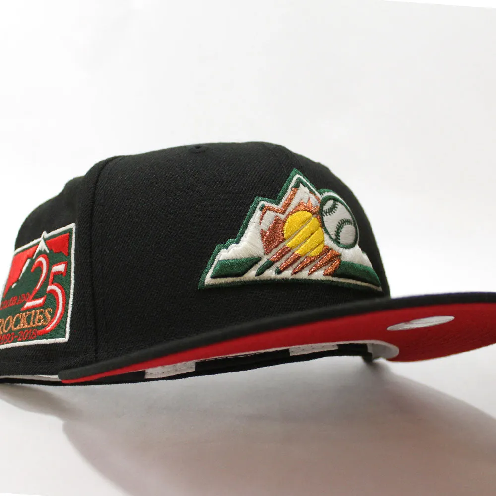 Colorado Rockies 25th Anniversary New Era 59Fifty Fitted Hat (Glow in the Dark Black Green Copper Yellow Red Under Brim)