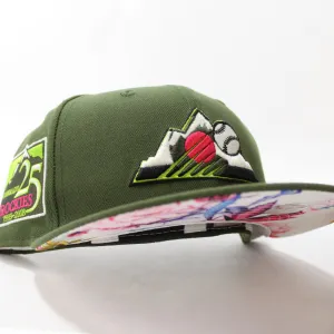 Colorado Rockies 25th Anniversary New Era 59Fifty Fitted Hat (Glow in the Dark Rifle Green Floral Under Brim)