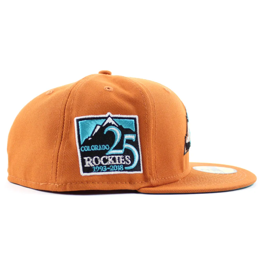 Colorado Rockies 25th Anniversary New Era 59Fifty Fitted Hat (Rust Aqua Under Brim)