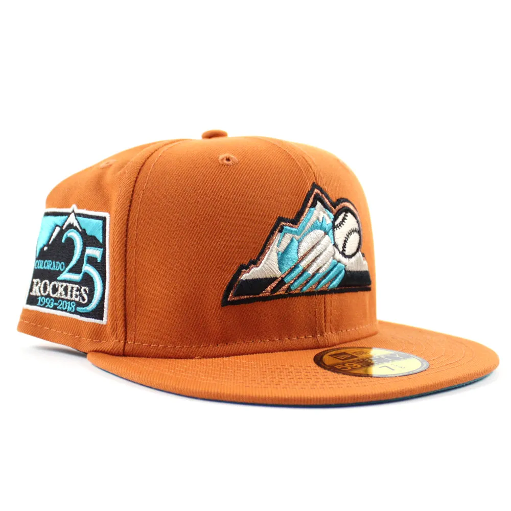Colorado Rockies 25th Anniversary New Era 59Fifty Fitted Hat (Rust Aqua Under Brim)