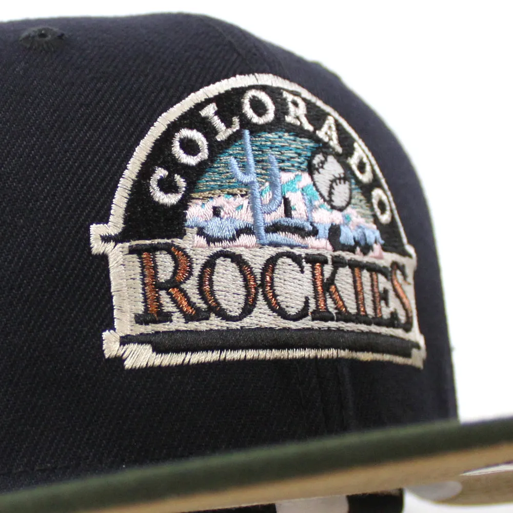 Colorado Rockies EST 1993 New Era 59Fifty Fitted Hat (Glow in the Dark NAVY DARK SEAWEED KHAKI Under Brim)