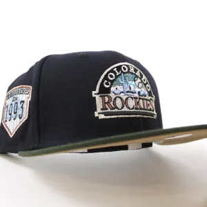 Colorado Rockies EST 1993 New Era 59Fifty Fitted Hat (Glow in the Dark NAVY DARK SEAWEED KHAKI Under Brim)