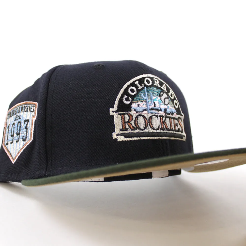 Colorado Rockies EST 1993 New Era 59Fifty Fitted Hat (Glow in the Dark NAVY DARK SEAWEED KHAKI Under Brim)