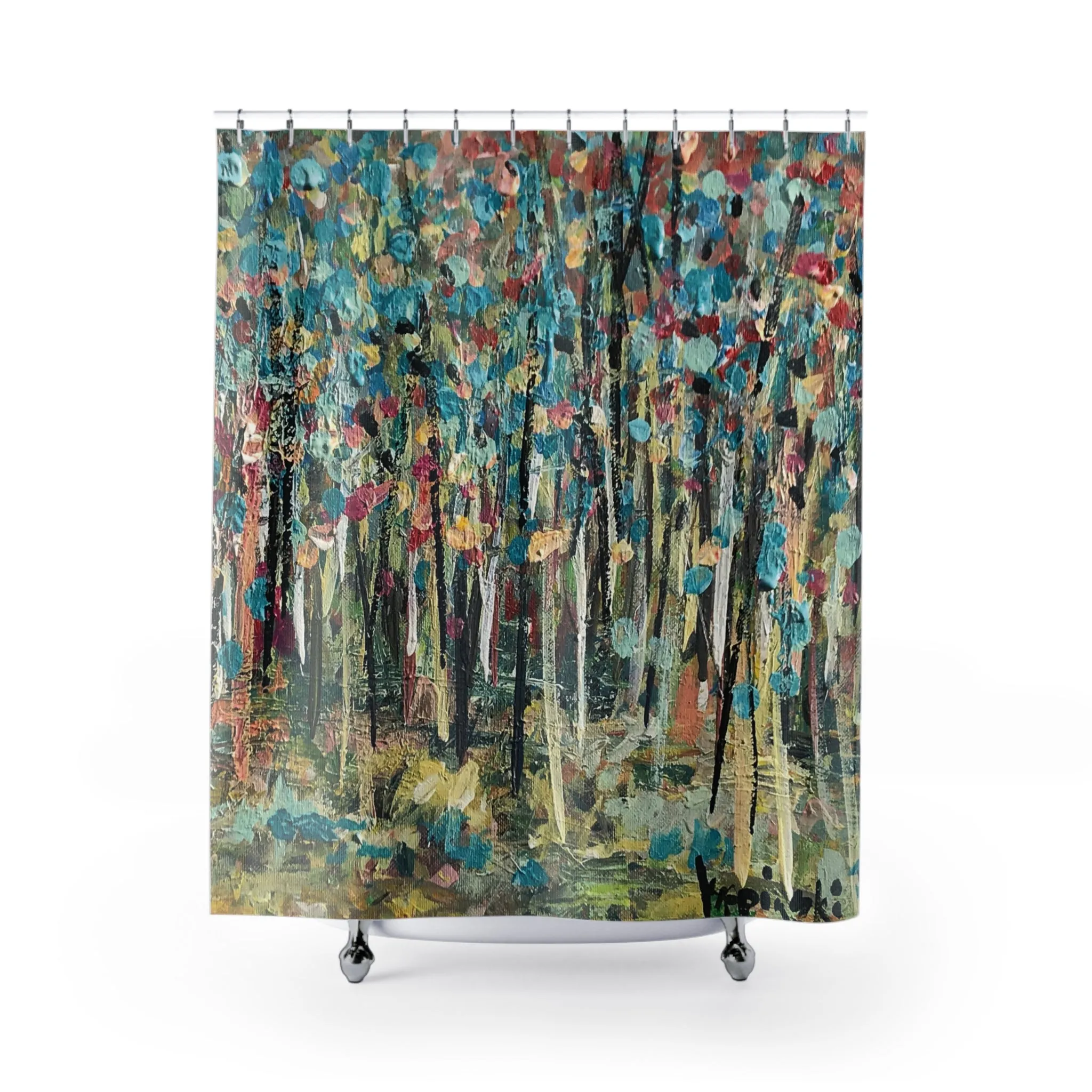 Colorful Landscape Art Work Nature Shower Curtain - Colorful Landscape by Leslie Karpinski