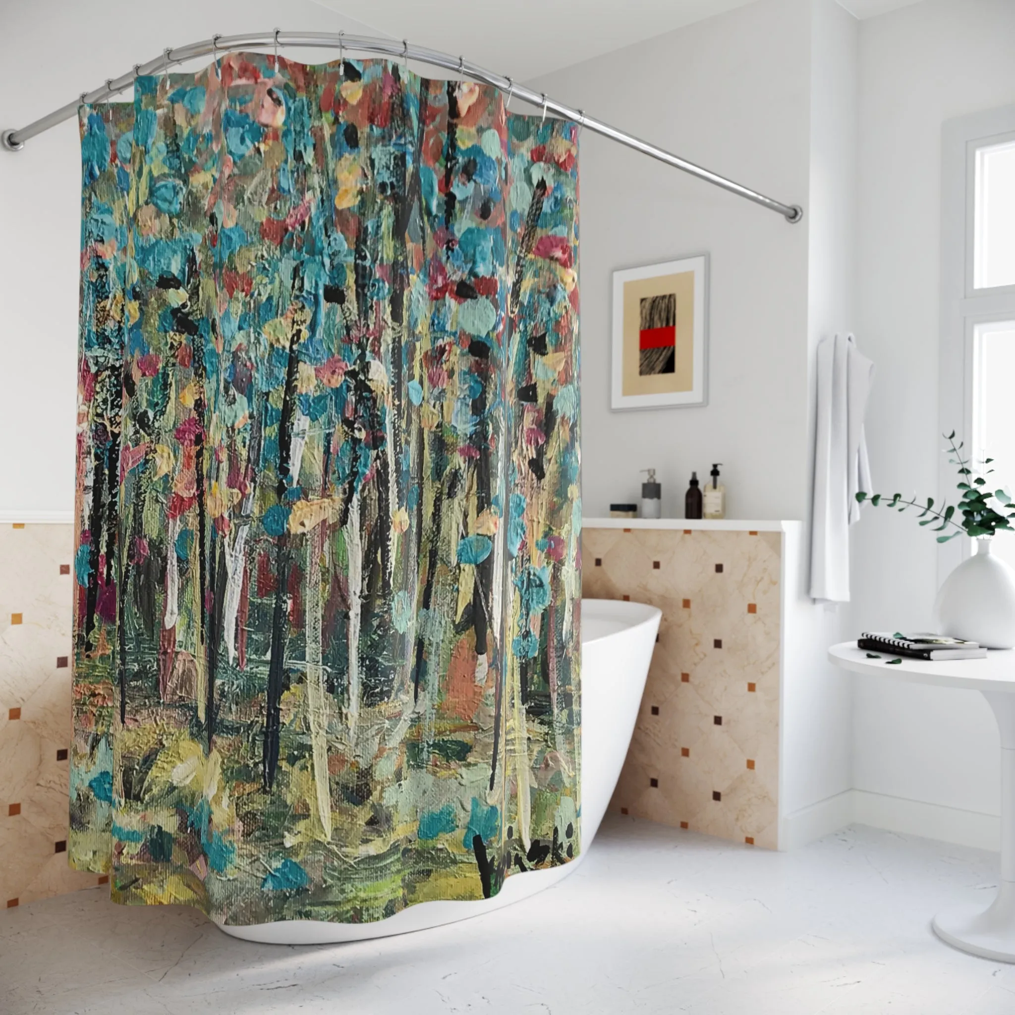 Colorful Landscape Art Work Nature Shower Curtain - Colorful Landscape by Leslie Karpinski