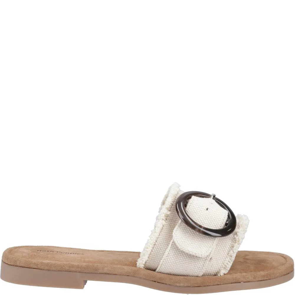 Cream Hayley Buckle Slides