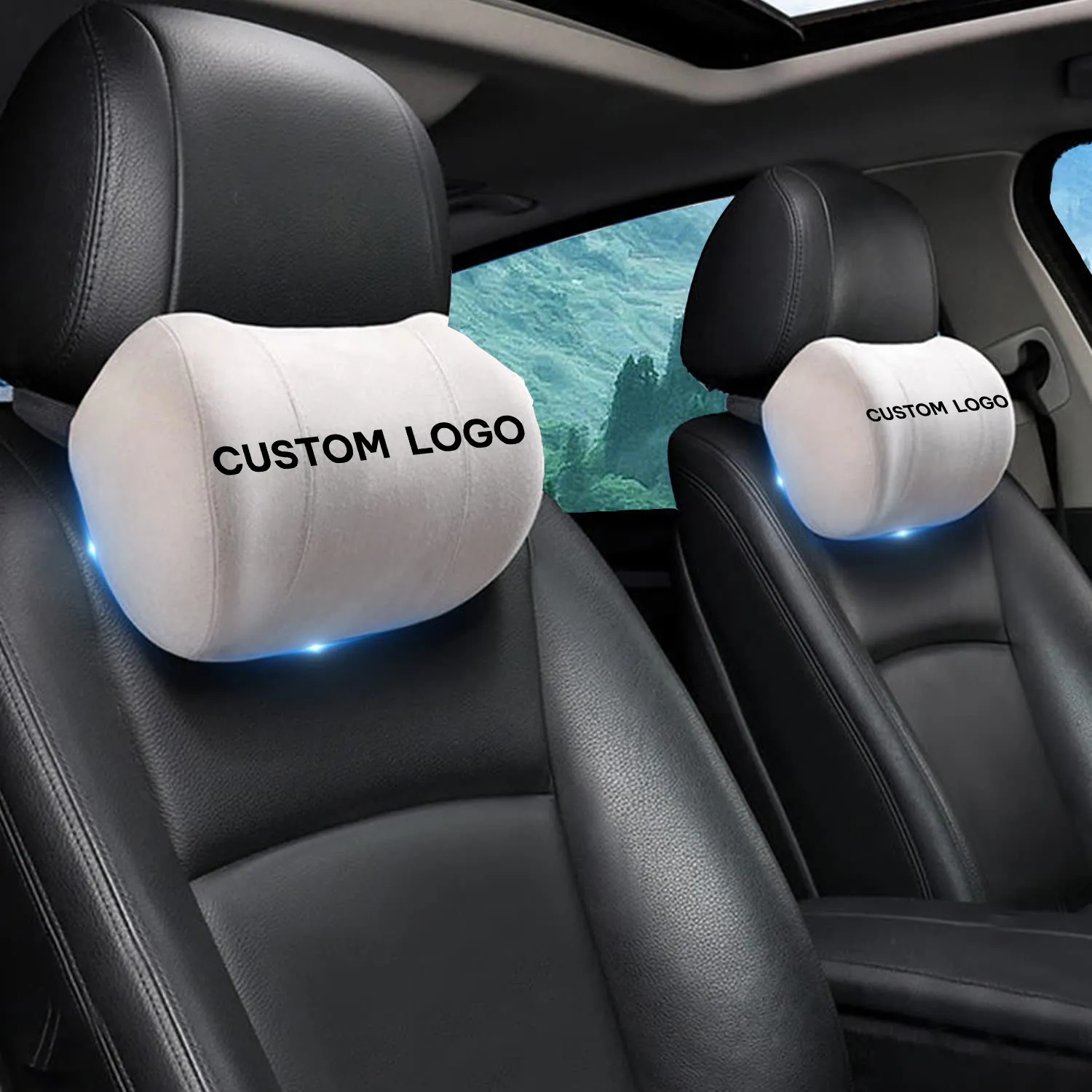 Custom Logo Car Headrest (2 PCS), Fit with Cars, 2023 Update Version Premium Memory Foam Car Neck Pillow
