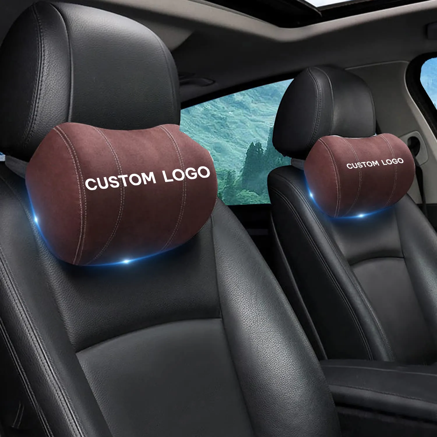 Custom Logo Car Headrest (2 PCS), Fit with Cars, 2023 Update Version Premium Memory Foam Car Neck Pillow