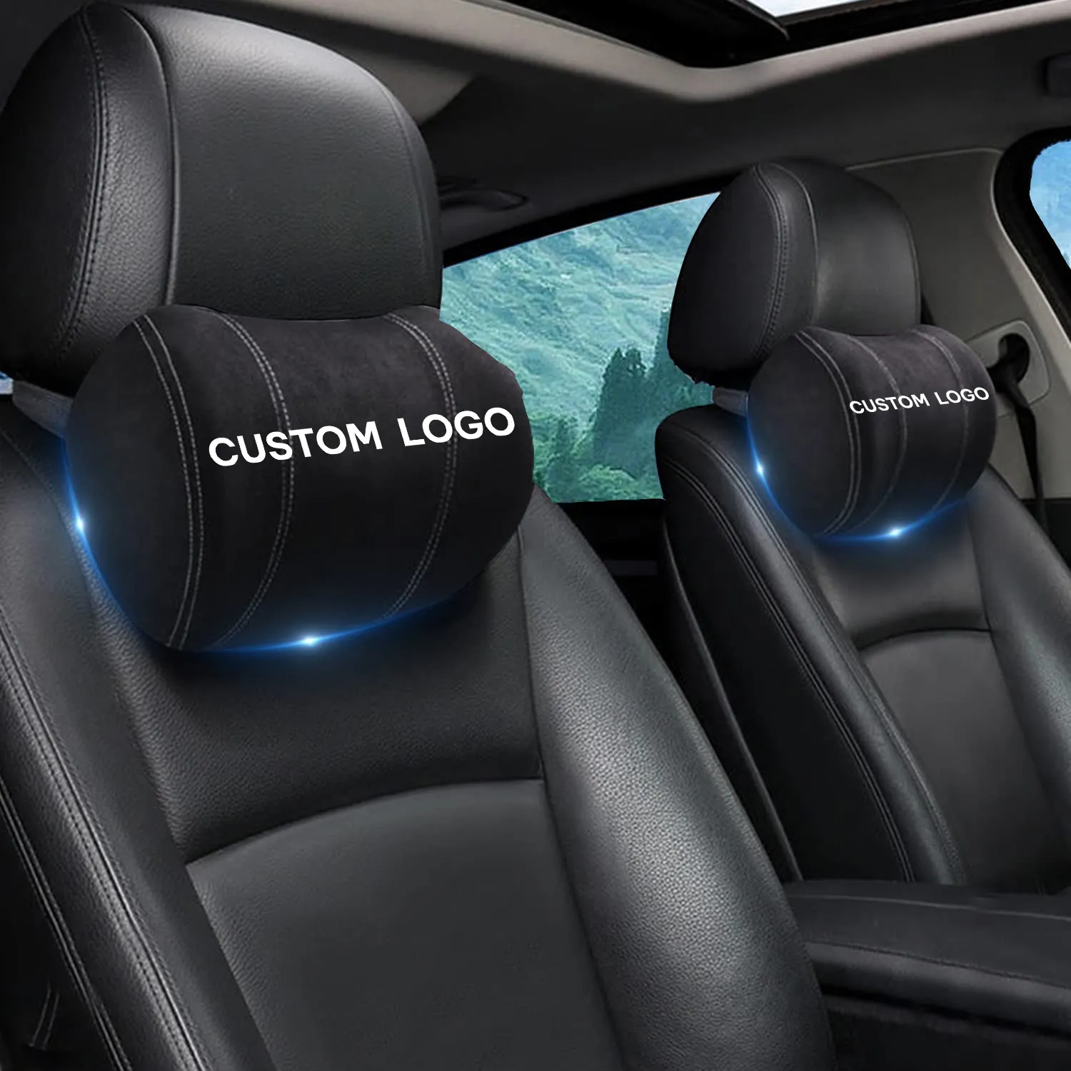 Custom Logo Car Headrest (2 PCS), Fit with Cars, 2023 Update Version Premium Memory Foam Car Neck Pillow