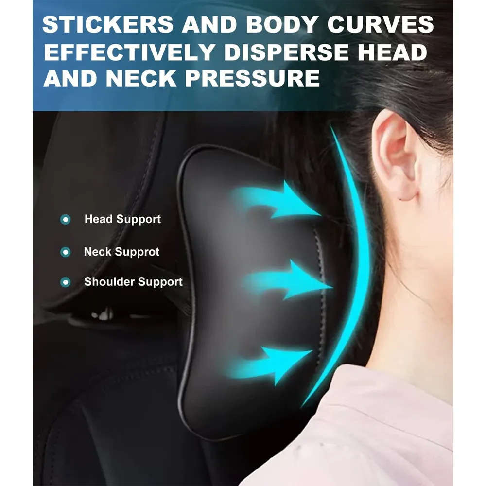 Custom Text For For Thickened Foam Car Neck Pillow, Compatible with All Cars, Soft Leather Headrest (2 Pieces) for Driving Home Office DA13990