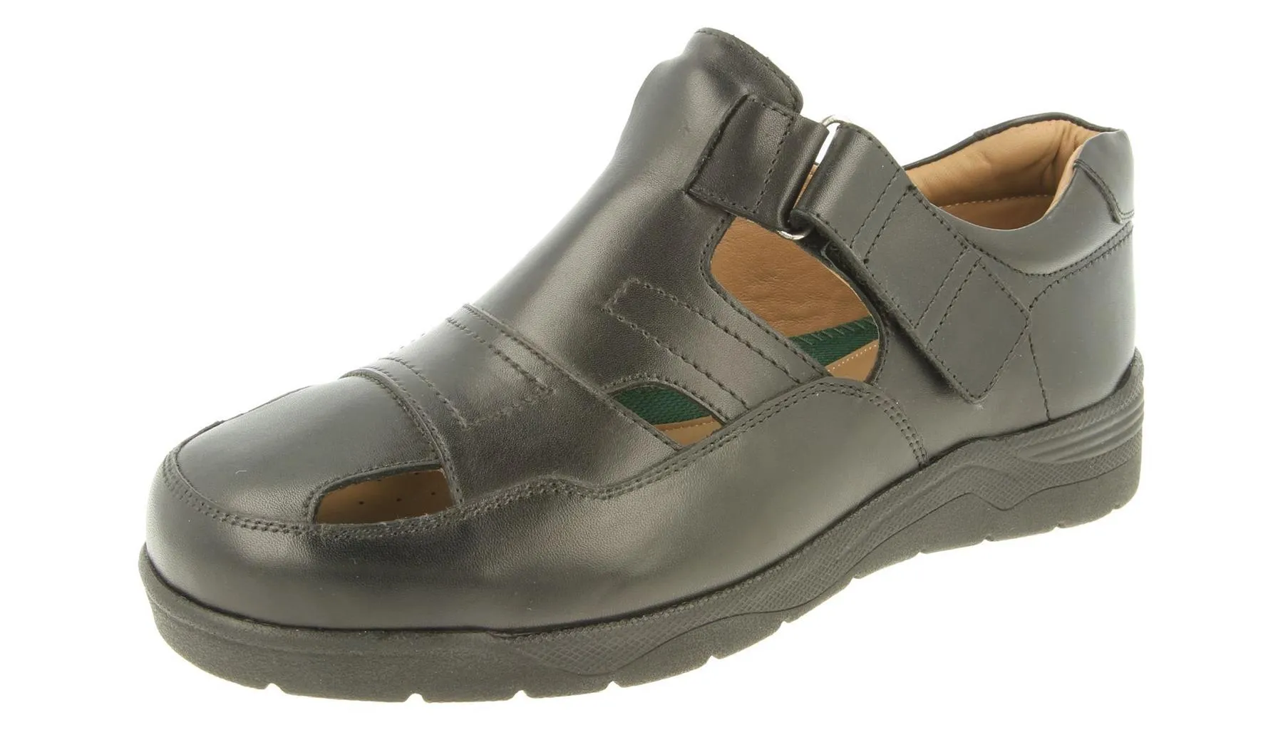 DB Shoes (80223A) Men's BARNEY Classic Touch Fastening Strap Sandal 6V Fit in Black 9 to 14
