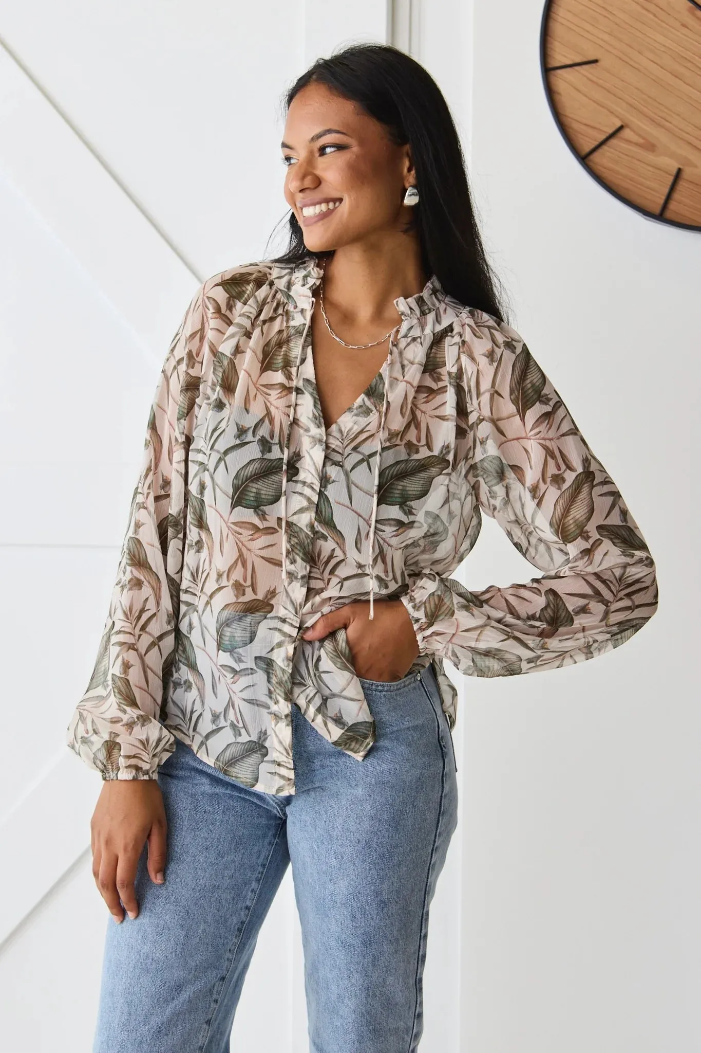 Deft Blouse Ivory Floral