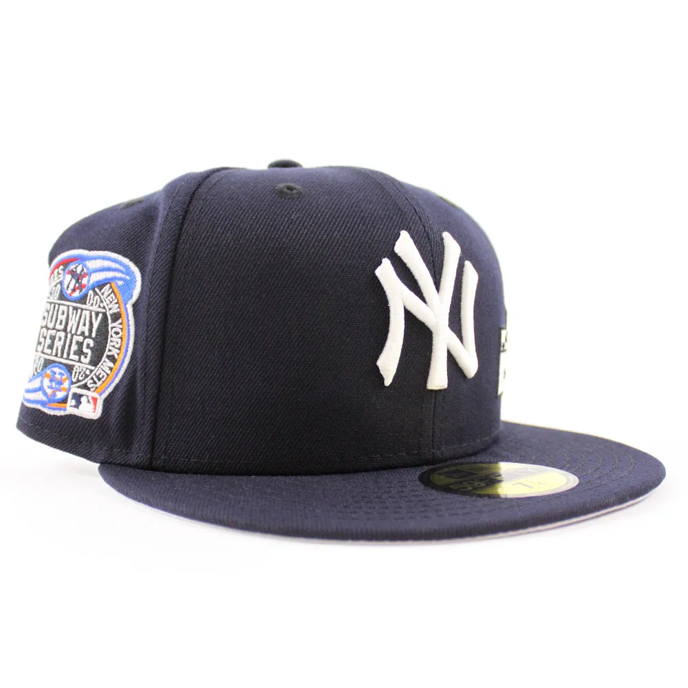 Dice New York Yankees 2000 World Series Patch New Era Fitted 59Fifty Hat (GITD Subway Series Navy Gray Under Brim)