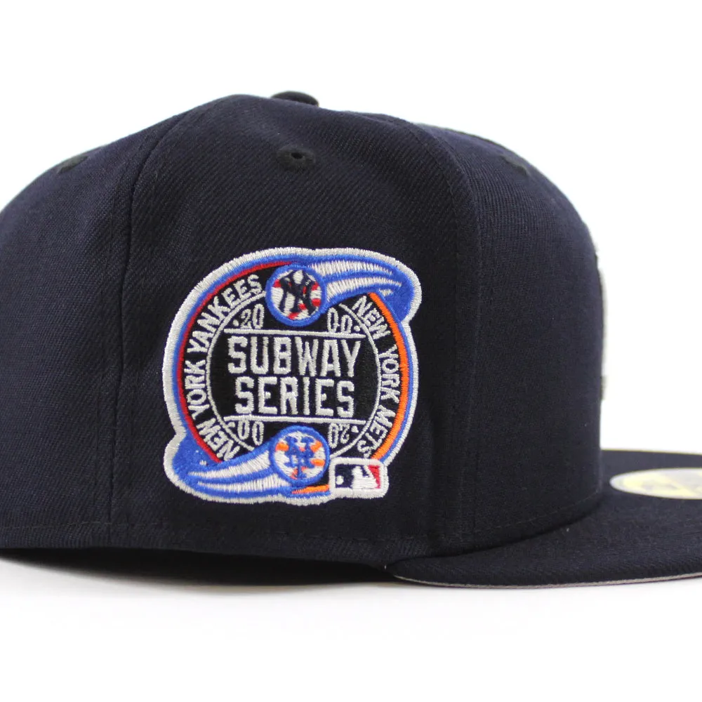 Dice New York Yankees 2000 World Series Patch New Era Fitted 59Fifty Hat (GITD Subway Series Navy Gray Under Brim)