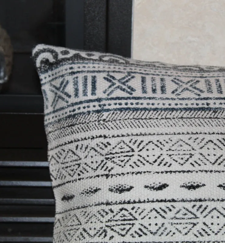 Distressed Black and Blue Geometric Print Handmade Throw Pillow Cover