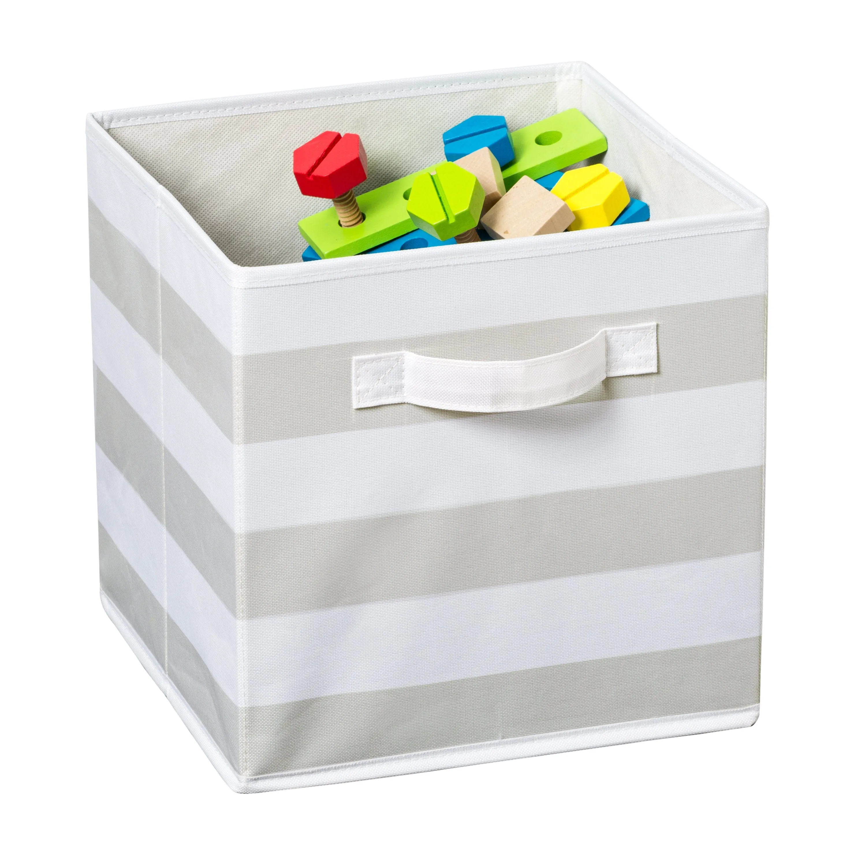 Explore   Store Kids Toy Storage Bin, Grey Stripe