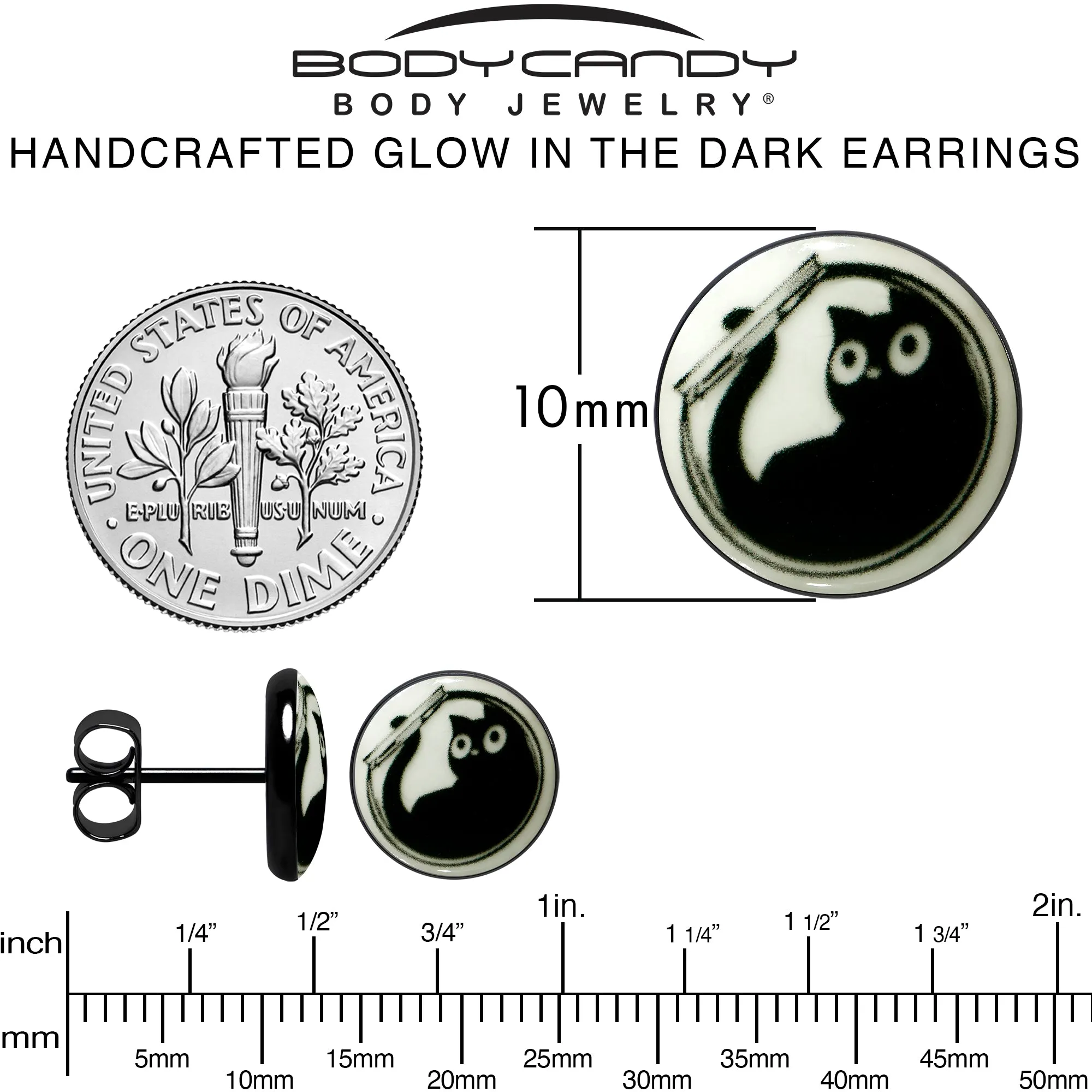 Fishbowl Kitty Cat Glow in the Dark Stud Earrings