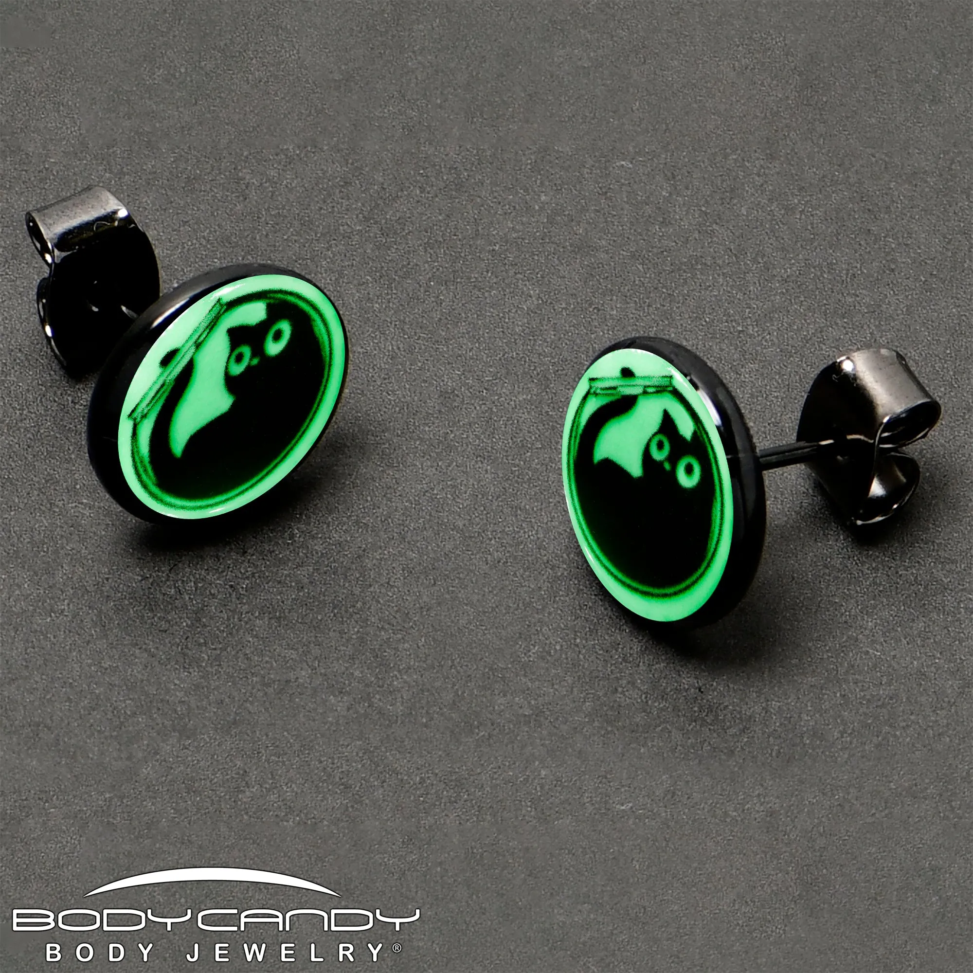 Fishbowl Kitty Cat Glow in the Dark Stud Earrings