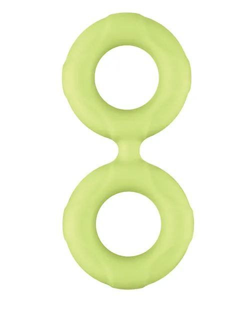 Forto F-81 51mm Double Ring Liquid Silicone Cock Ring - Glow In The Dark