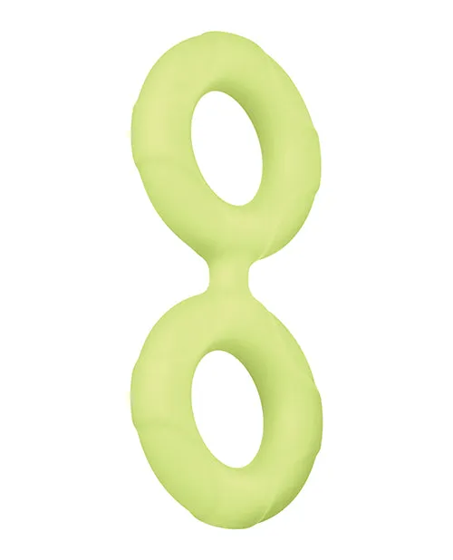 Forto F-81 51mm Double Ring Liquid Silicone Cock Ring - Glow In The Dark