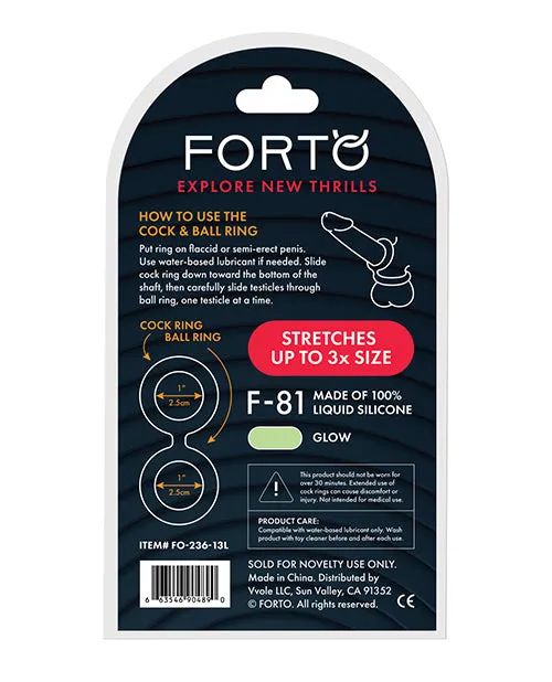 Forto F-81 51mm Double Ring Liquid Silicone Cock Ring - Glow In The Dark