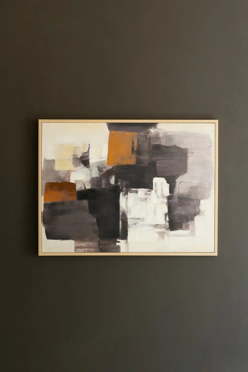 Framed Brown and Black Abstract