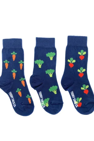 Friday Socks - Kids Mismatched Socks | Broccoli, Radish & Carrot Veggies
