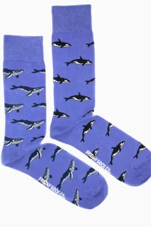 Friday Socks - Men's Mismatched Socks | Humpback Whale and Orca