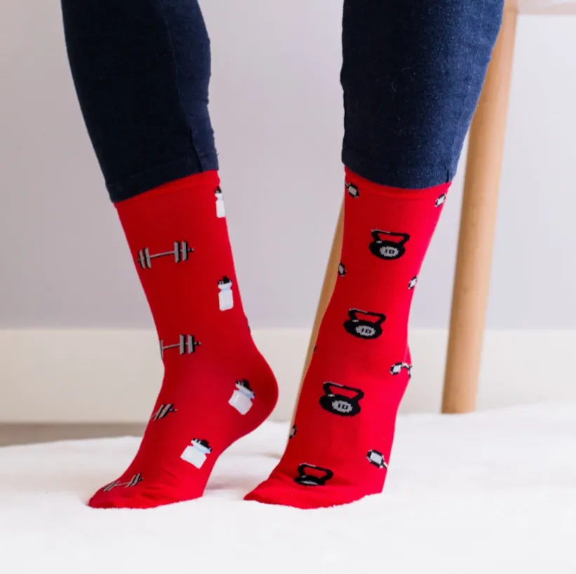Friday Socks - Women's Mismatched Socks | Water Bottle & Weights