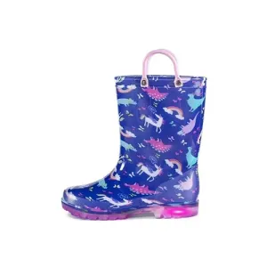 Girls Light Rain Boots Blue Unicorn Kids Shoes - KKOMFORME